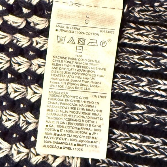 Gap Womens Large Striped Navy Nautical Long Cable Knit Cardigan Sweater Coat - Picture 10 of 10